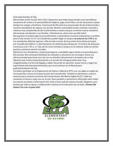 Welcome Letter Spanish