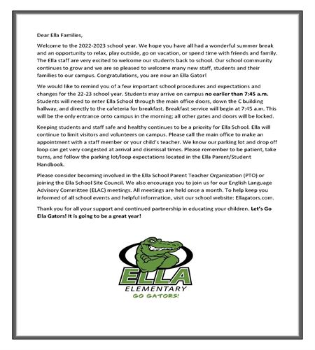 Welcome Letter English